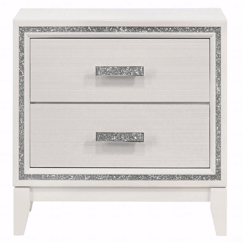 Table de chevet 2 tiroirs, Blanc