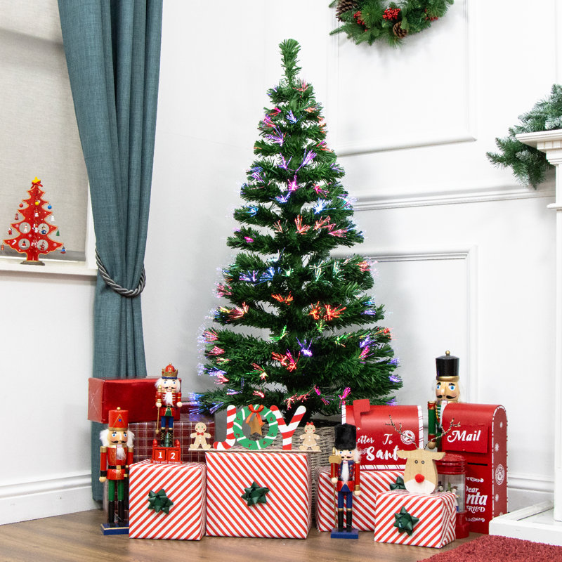 Lighted Artificial Pine Christmas Tree, 4.92ft H x 2.3ft W x 2.3ft D