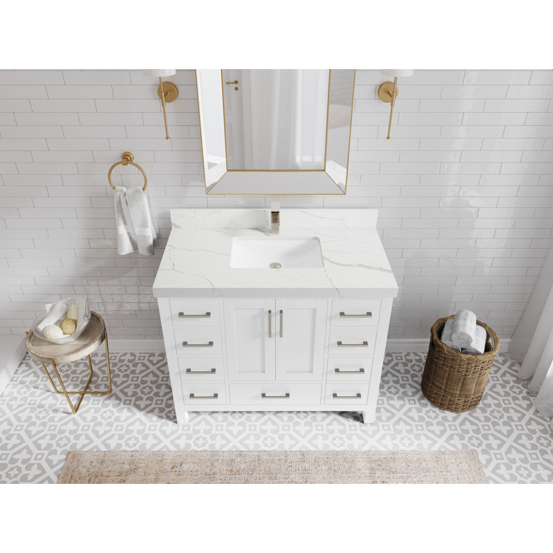 Ensemble de meuble-lavabo simple 42 po Malibu, Calacatta Laza