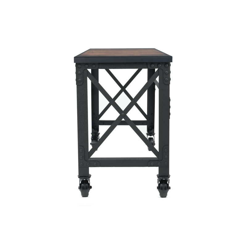 Solid Wood Top Metal Base Desk Shell, 37" H x 62" W x 24" D
