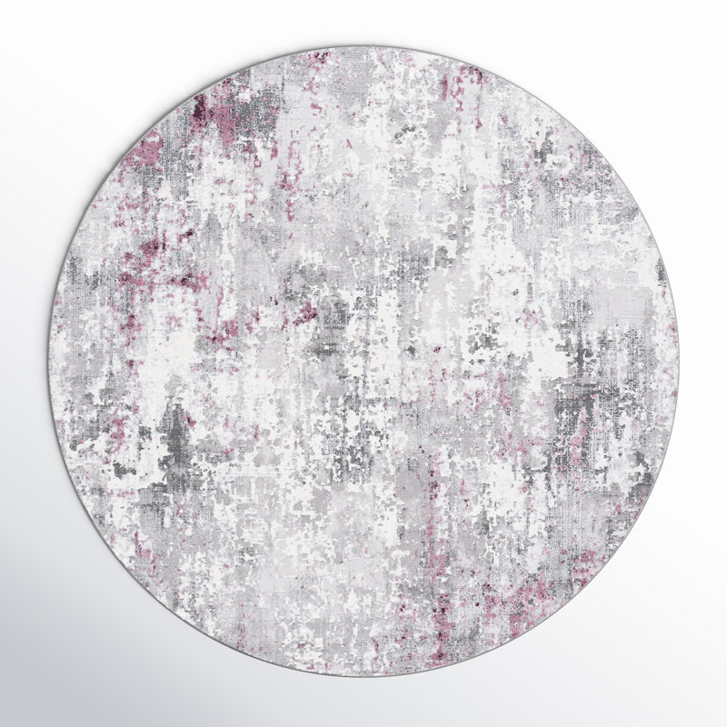 Nevels Vogue 152 Area Rug In Purple / Gray, Round 6'7"