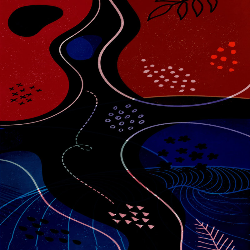 Un chemin bien choisi - reproduction sur toile tendue, H 12 po x l 12 po x P 1,5 po