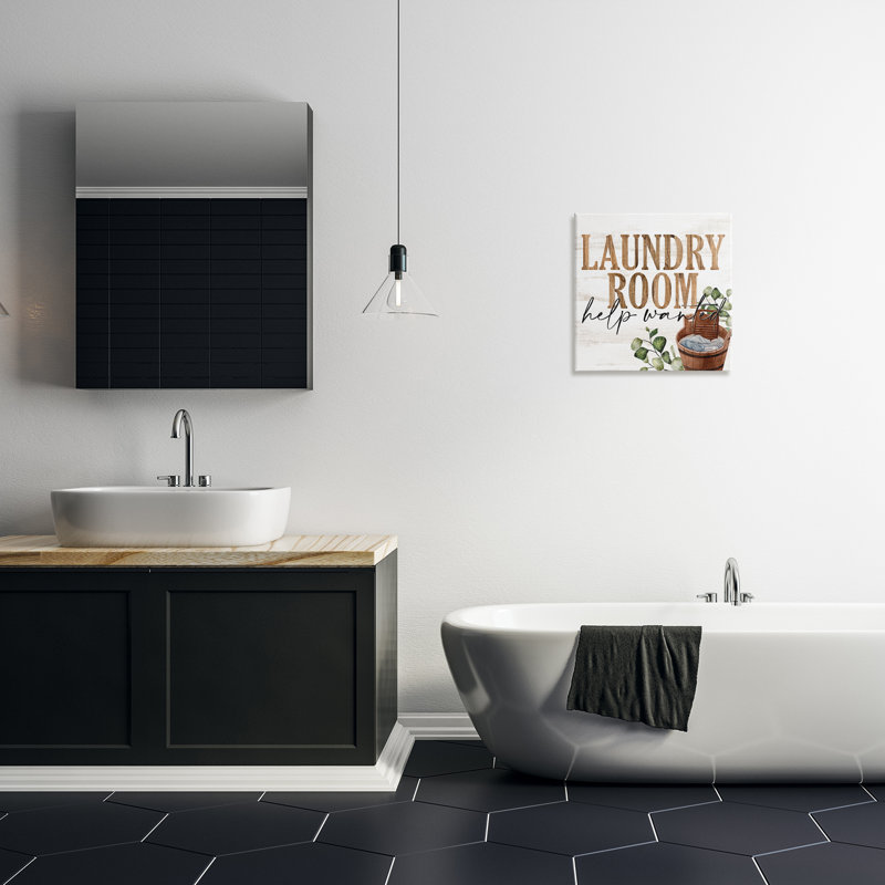 Help Wanted Rustic Laundry Room Canvas, design by Kim Allen, 17" H x 17" W