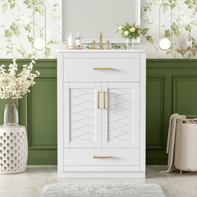 Meuble-lavabo moderne 24 po Beckett avec lavabo intégré et rangement spacieux