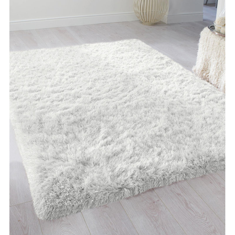 Tapis blanc neige à poils longs Trebino, Rectangle 2 pi x 5 pi
