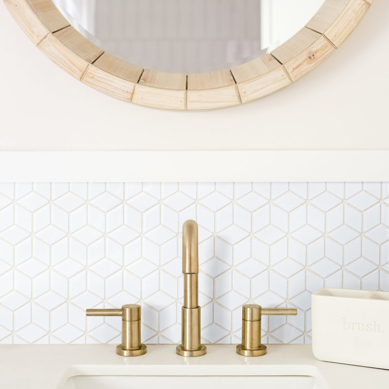 Hudson Rhombus Glossy White 10-1/4" x 11-3/4" Porcelain Mosaic Tile