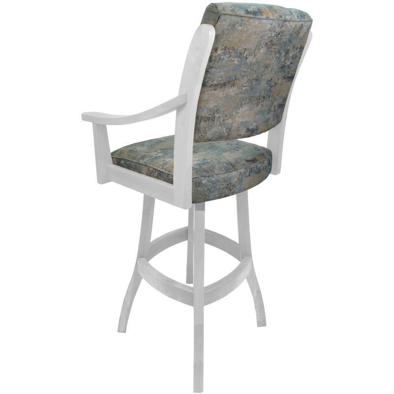 Tabouret pivotant Raashida, Polyester bleu / cadre blanc