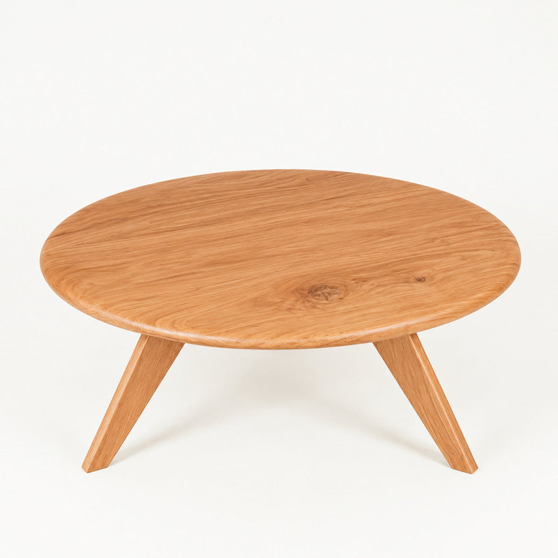 Table basse ronde en bois de chêne massif Petra - Table basse Mid-Century moderne fabriquée à la main, 18" H x 48" L x 48" W