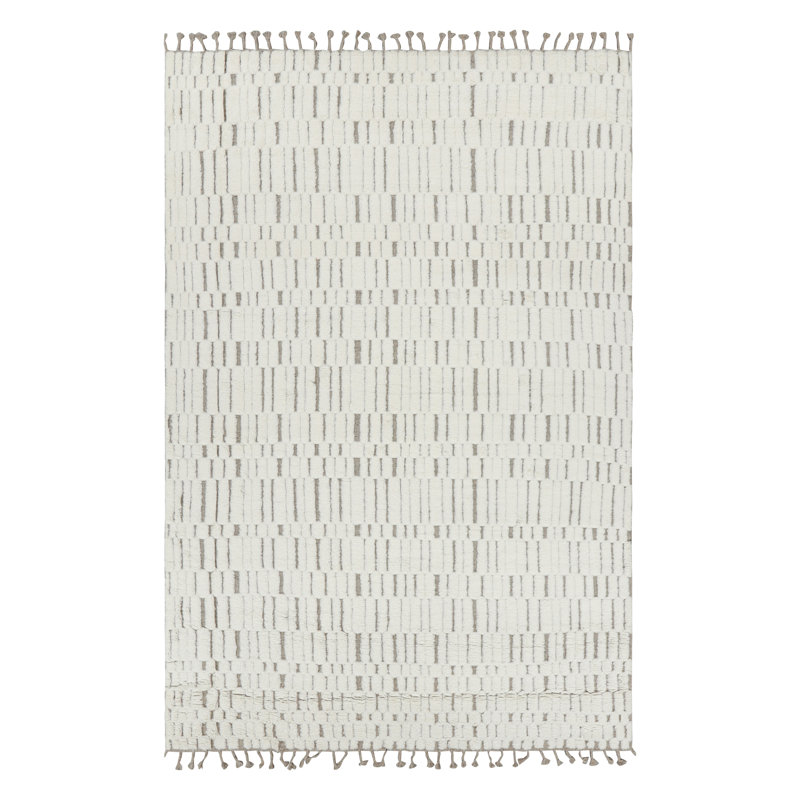 Hand Knotted Wool Geometric Area Rug, Rectangle 6' x 9'