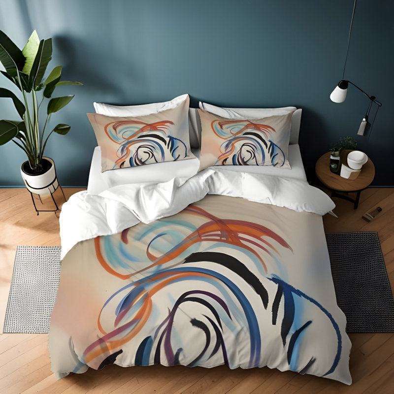 Polyester Abstract Duvet Cover, King Duvet Cover + 2 King Shams