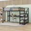 Lit mezzanine en métal avec escalier, ports DEL et USB et bureau intégré-1878533668