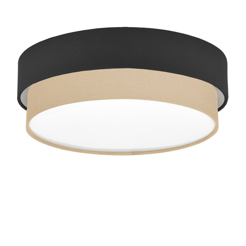 Elanaz Fabric Flush Mount, Latte Brown, Black