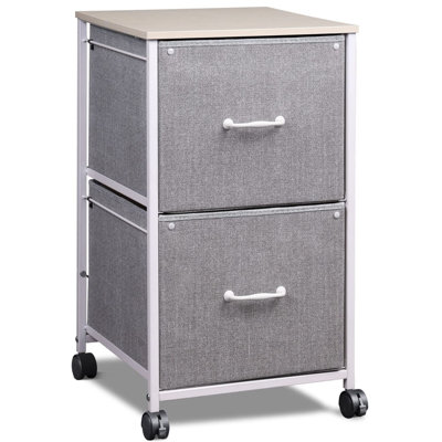 Kahira 2-Drawer Mobile File Cabinet with Wheels for Home Office, Fabric Storage Fits A4 Letter Files by 17 Stories