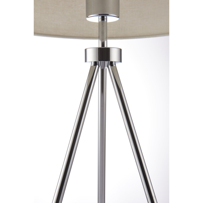 Madeline Metal Tripod Lamp, Chrome/Ivory