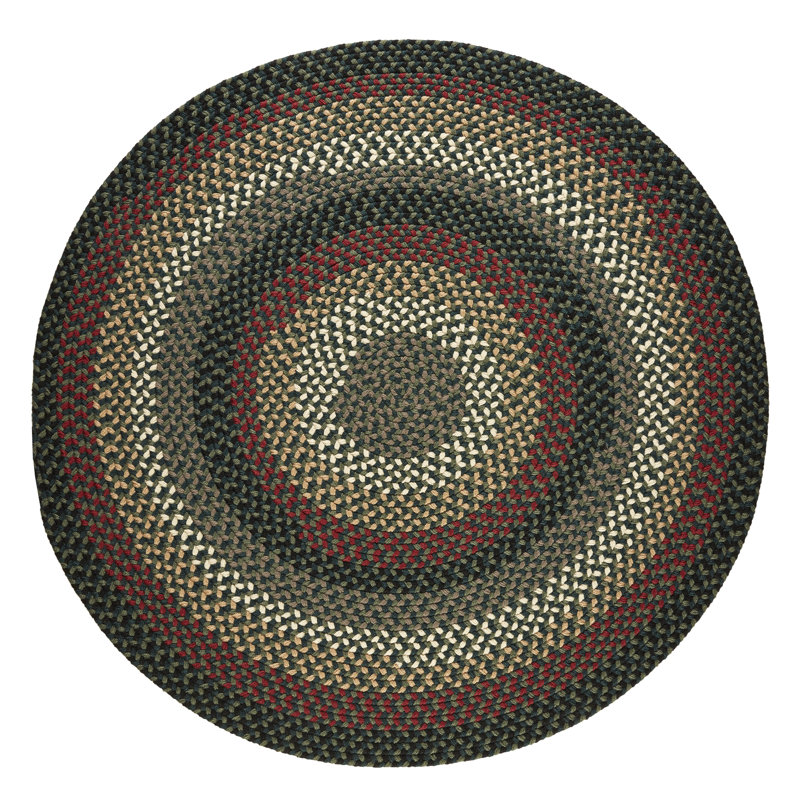 Tapis géométrique tressé à la main noir / gris Mako, Rond 10 pi
