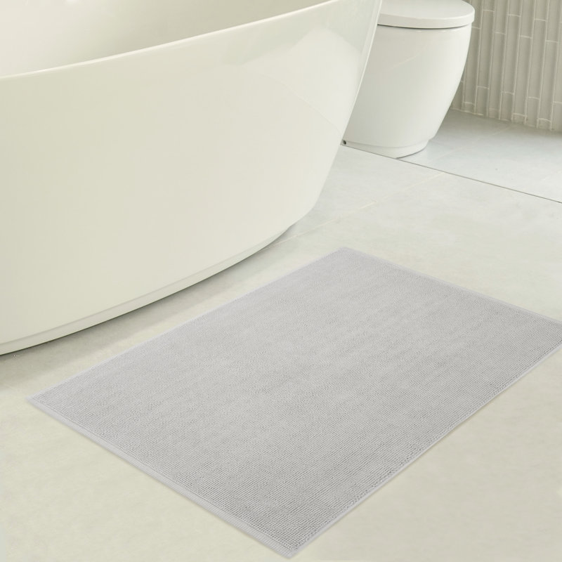 Chemung 100% Cotton Non-Slip Bath Rug, 34" L x 20" W, Silver