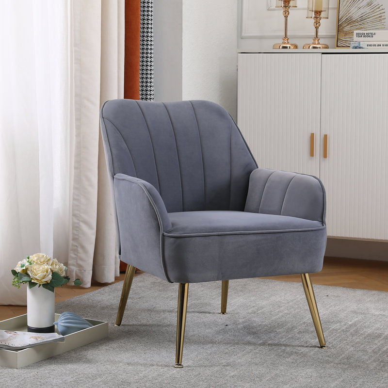 Méridienne de 25,18 po de largeur Matarranz, Velours gris velours