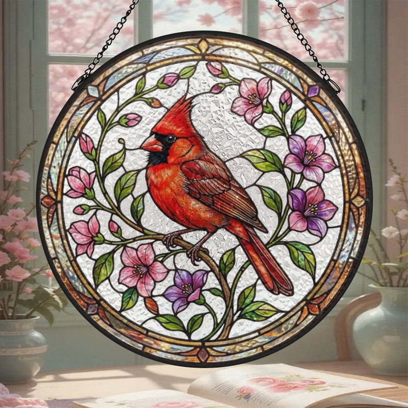 Vitrail rouge pour fenêtre, 11,8 x 11,8 po (30 x 30 cm)