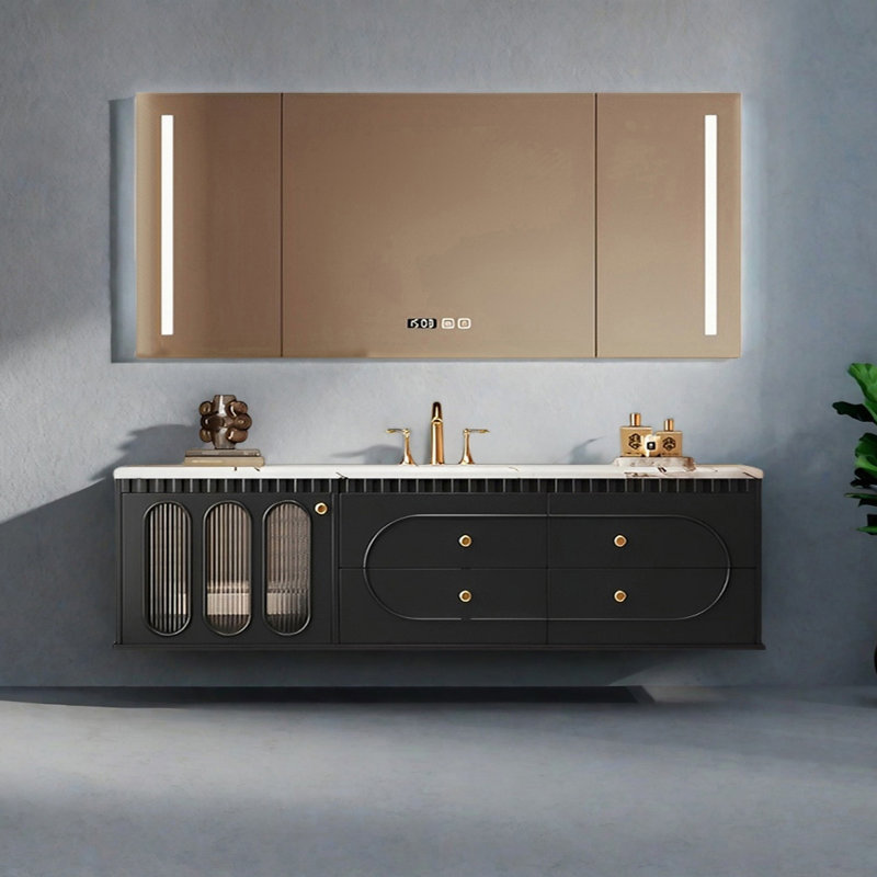 Armoire de salle de bain style français, H 19,68 po x l 59,05 po x P 20,47 po