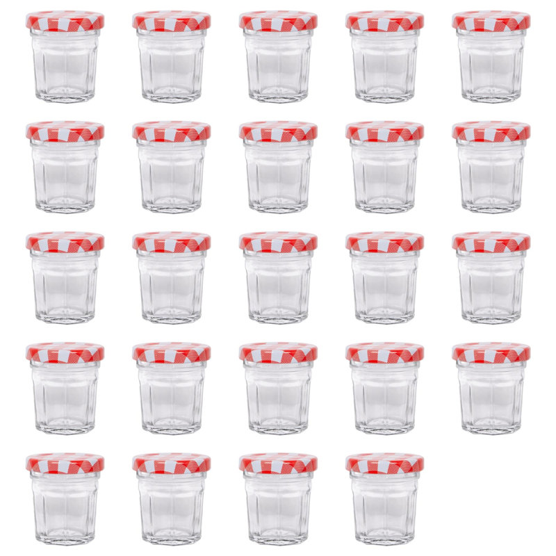 Glass Jar - Set of 24, 30ml, Red Gingham