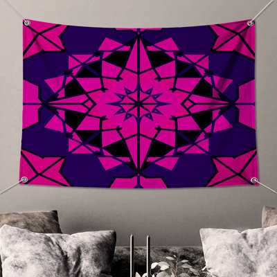 Tapisserie murale kaléidoscope rose - mauve