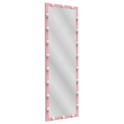 Wall Standing Bedroom Hotel Full Length Mirror With LED Bulbs Touch Control