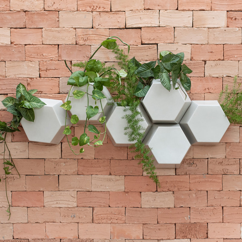 Ensemble de pots à fleurs muraux en polyéthylène Inett, 2, Blanc