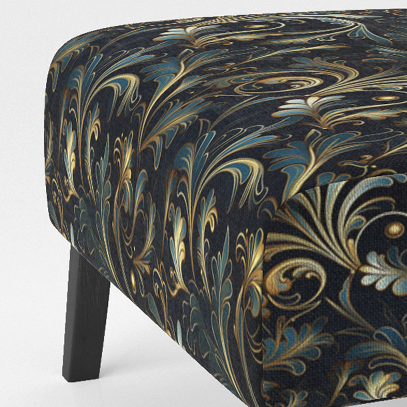 Or et vert luxueux motif damassé - Fauteuil de chambre rembourré Boho, fauteuil d'appoint à motif Ikat