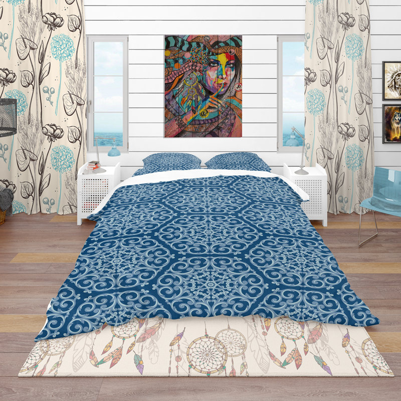 Ensemble de housse de couette rétro, Housse de couette double / grand et 2 taies