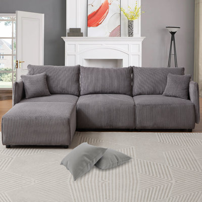 Balendin 106.40" Built-In USB Port Corduroy Custom Sectionals,Modular