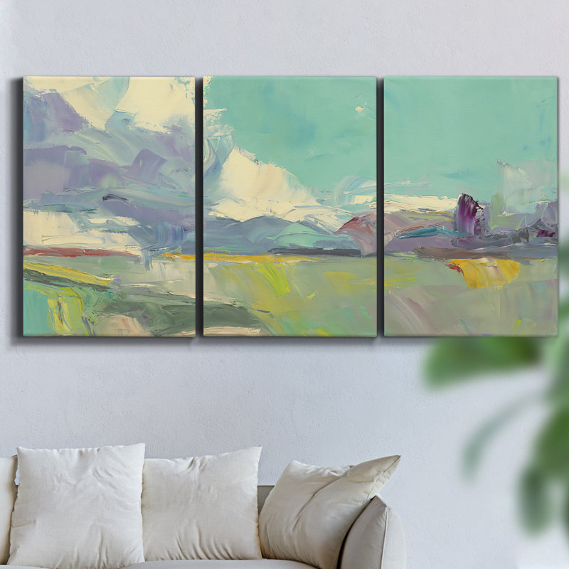 Watercolor with Gold III - Multi Piece Framed Canvas, 27" H x 54" W x 2" D