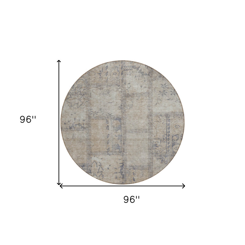 Tapis rond 8 po beige taupe beige
