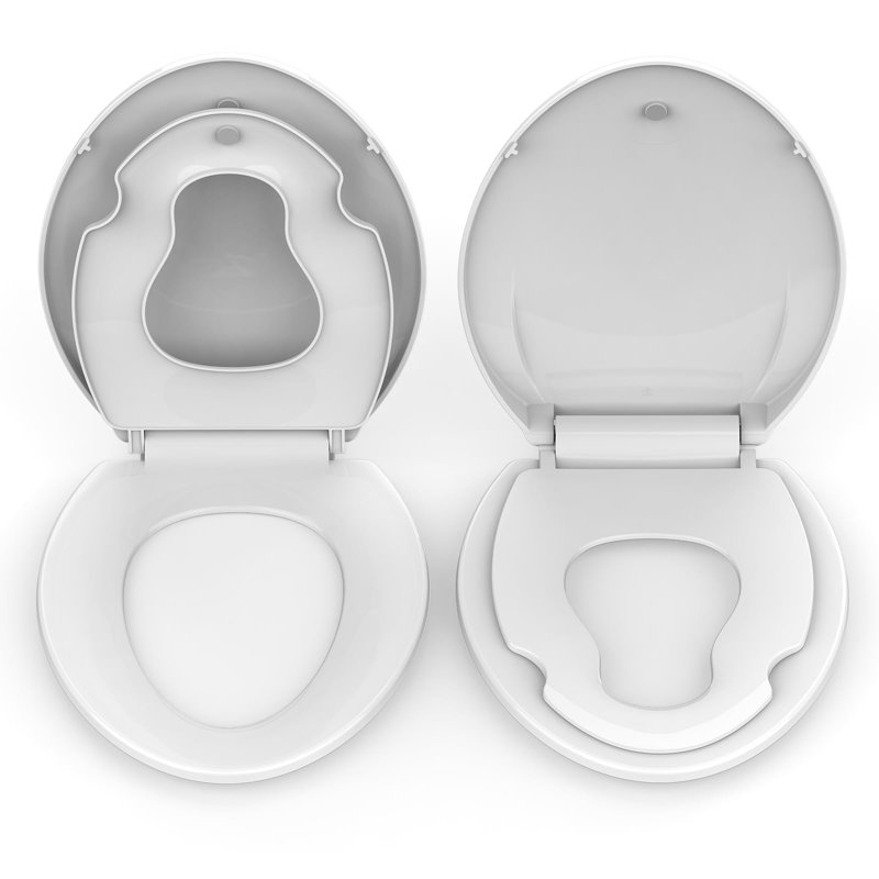 Soft Close Commercial Toilet Seat with Built-in Toddler Potty Training - Quick-Release Hinges, Durable Plastic, Mark-Resistant, Easy Clean, Fits 19" Elongated Toilets, F2041S American Standard, 2 Pack