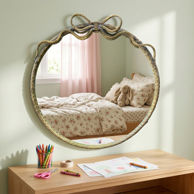 Amelia Bow Top Round Mirror, 21.25 Inches