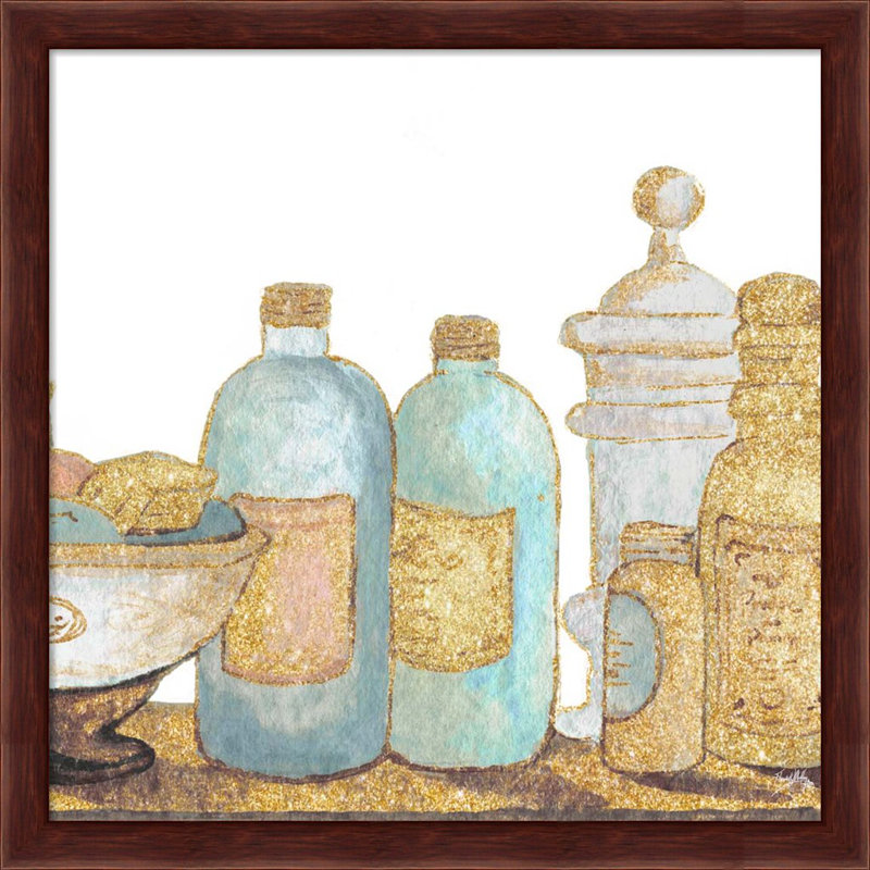 «Gold Bath Accessoires A» par Elizabeth Medley, art encadré (ensemble de 2)