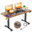 Bureau debout à hauteur ajustable électrique Hubing avec 2 ports USB et 3 prises de courant, 4 roulettes verrouillables, 2 crochets, grand tapis de souris-1266656928-1266656933