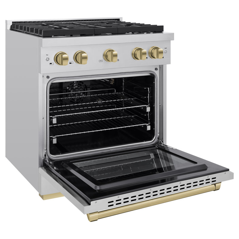 ZLINE 30 in. 4 Burner Gas Range with Convection Gas Oven in Stainless Steel and  Accents