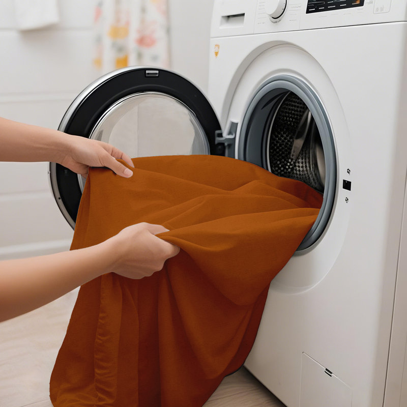 Doublure de rideau de douche simple en tissu imperméable avec aimants Kidd, Orange brûlé, H 72 po x l 72 po