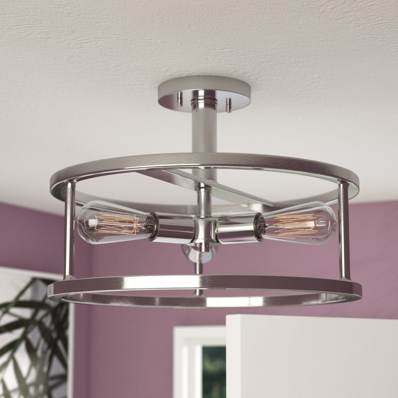 New Harbor Semi Flush Mount, Brushed nickel