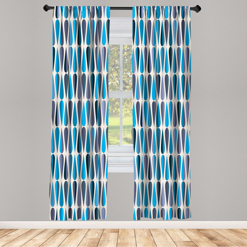Microfiber Floral Semi-Sheer Rod Pocket Curtain Panels, 28" W x 95" L, Blue/Gray