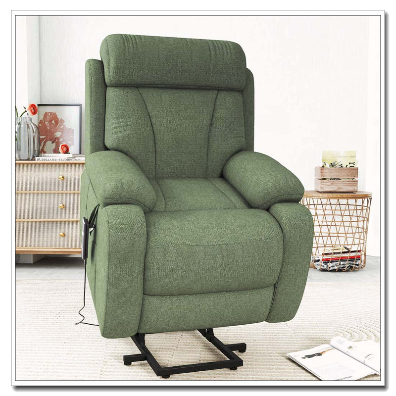 Fauteuil inclinable électrique Power Lift, Tissu velours flocon de neige, Vert foncé
