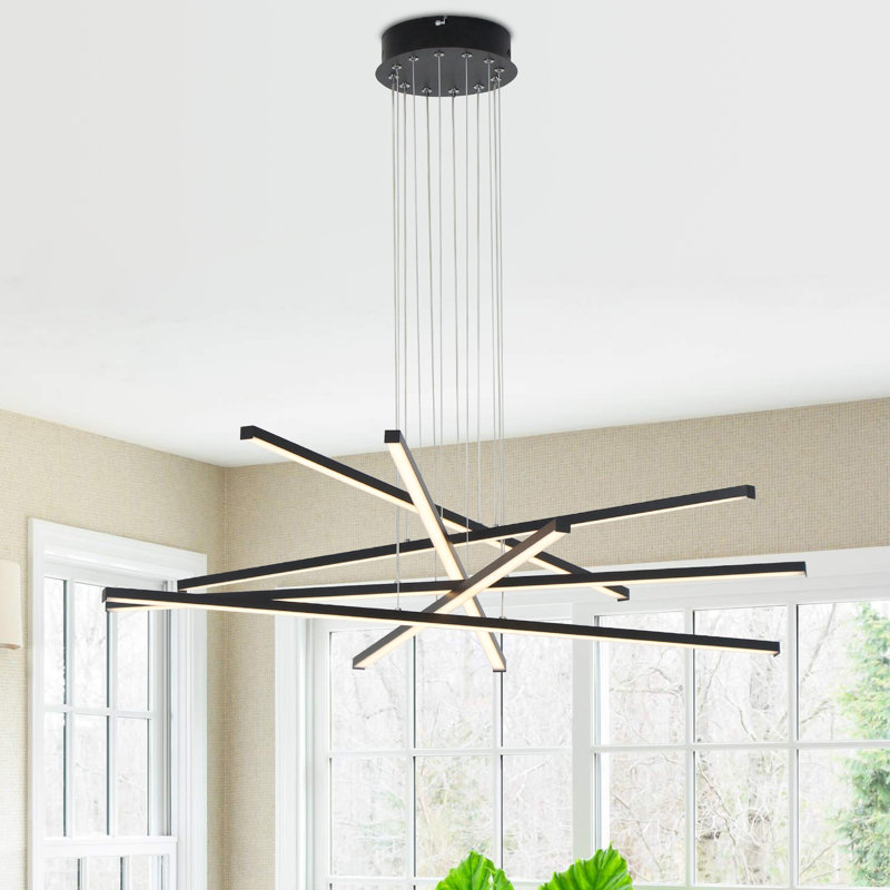 Renato 6-Light Modern Chandelier Kitchen Island pendant for Living Room Staircase Switch Dimmable, Black