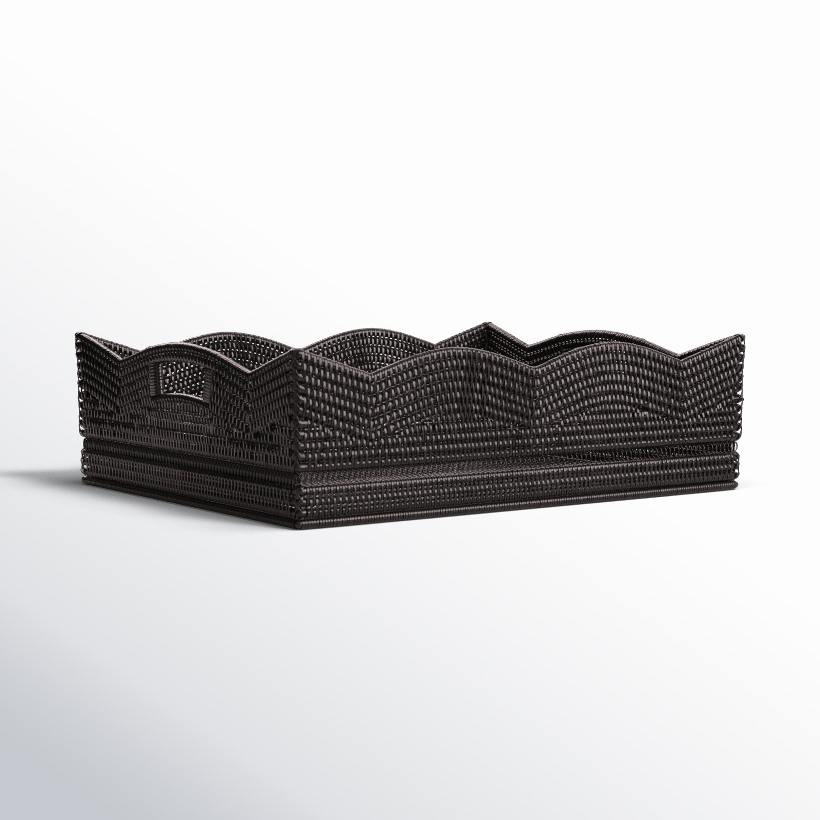 Landry Rattan Tray - Set of 1, 6" H x 20" W x 16" D, Tudor Black