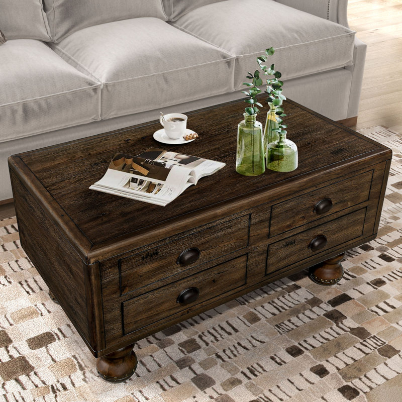 Table basse rectangulaire simple 40 "avec tiroirs de rangement, Espresso
