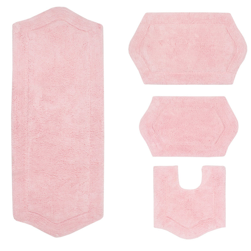 Morissette 4 Piece Bath Rug Set, Pastel Pink