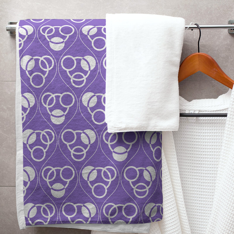 Serviette de bain à motif de cercles et de vagues Classic, Mauve/blanc