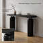 Console élégante en placage d'acacia - Silhouette courbée avec bords linéaires pour le vestibule, le couloir ou le salon
