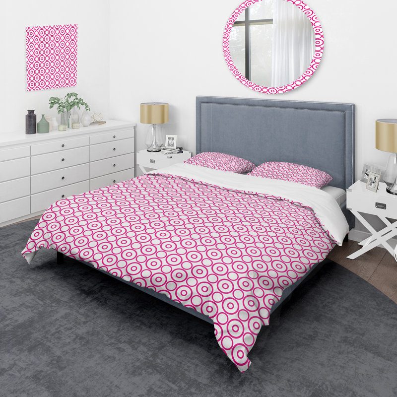 Pink Microfiber 3 Piece Duvet Cover Set, King Duvet Cover + 2 King Shams