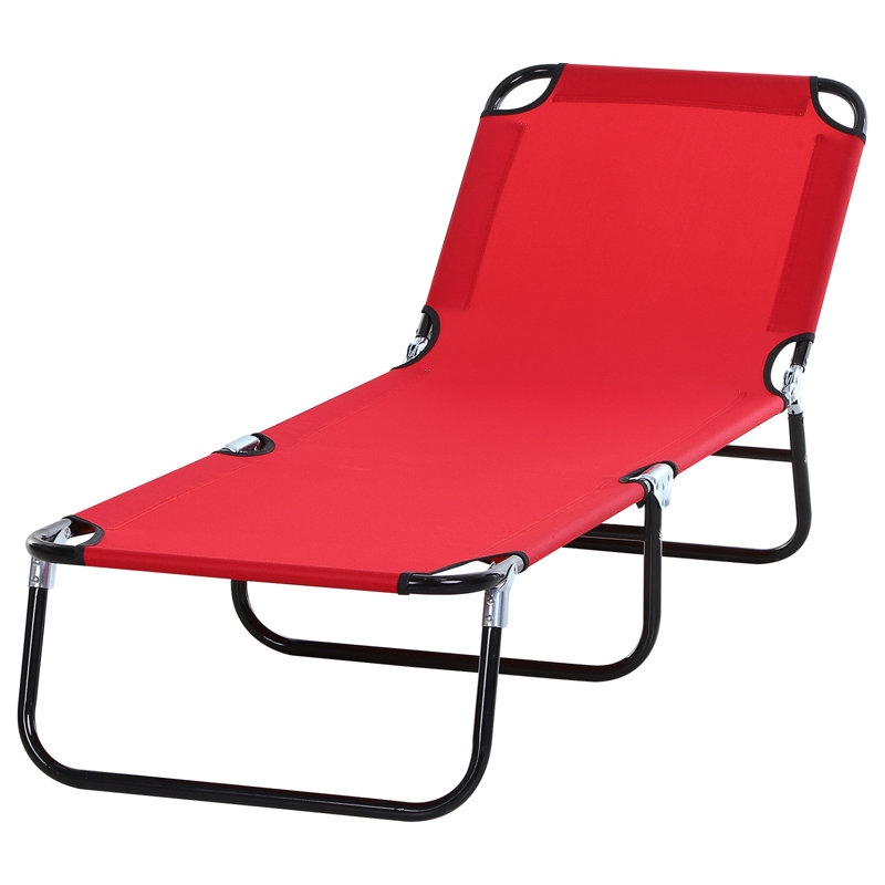 Outsunny Folding Chaise Lounge Pool Chairs, Red