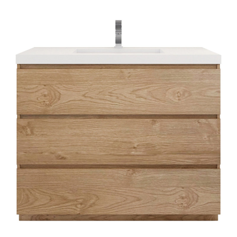 Ensemble de meuble-lavabo simple 42 po Ayele, Chêne de la Nouvelle-Angleterre